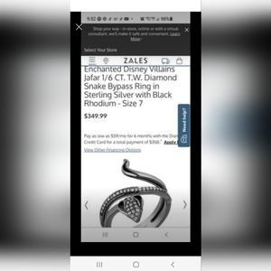 Disney Villains Jafar snake rhodium and diamond ring
